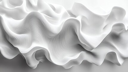 Obraz premium Abstract White Wave Background with Curving Lines