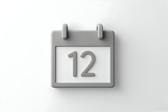 Calendar Showing Number 12 in Gray on White Background