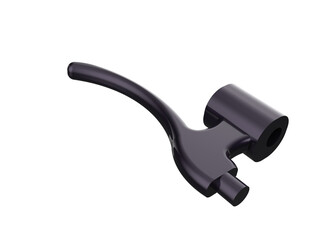 Sleek 3D Rendered Bicycle Brake Lever Isolated on Transparent Background. High-Resolution Dark Glossy Motorcycle Clutch Component for Modern Automotive and Industrial Design Projects, Studio Shot.