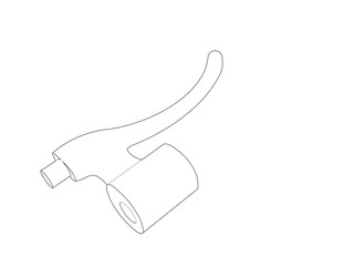 Geometric Valve Part Wireframe Illustration: Precise Outline Render for Architectural and Construction Plans. Simple Black and White Digital Line Art for Future Technology and Manufacturing Process.