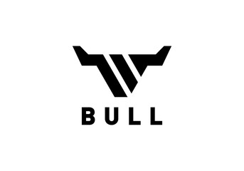 abstract line horns head bull logo vector design	
