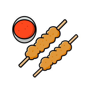 skewered food with red sauce clip art preview