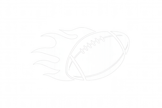 Burning white rugby ball, blazing with intense flames, isolated on transparent background for dynamic sports visual design - Powered by Adobe