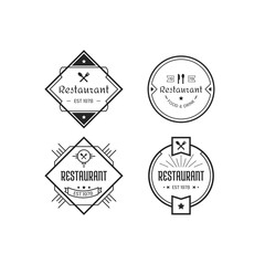 Obraz premium restaurant logo with artistic line frame 