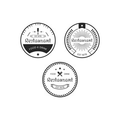 Obraz premium restaurant logo with artistic line frame 