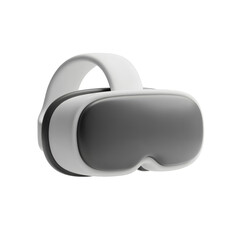 3D render of a virtual reality headset. Modern white VR goggles for immersive experiences and gaming, isolated on a  transparent background.