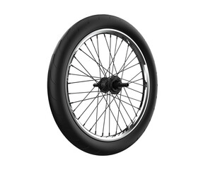 Fototapeta premium Dynamic 20-inch BMX Bike Wheel Transparent HD – Sleek Black Tire and Spoked Rim for High-Resolution Sports Gear, Transport and Adventure Concept Renders, Perfect for Digital Design Assets