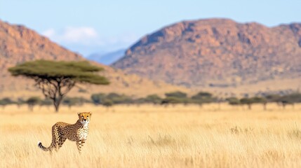 Panorama of slow pan of sprinting cheetah
