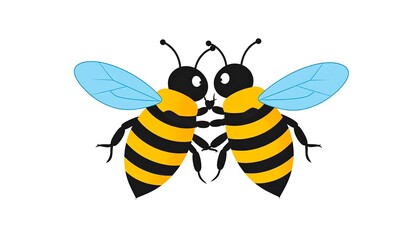 Two cartoon bees facing each other