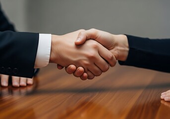 The moment of business handshake signifying partnership and trust between professionals