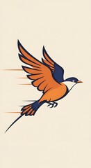 Fototapeta premium A stylized illustration of a bird in flight.