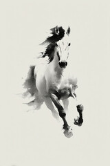 Ink Painting of Running Horse for New Year Greeting  © Usaginikov