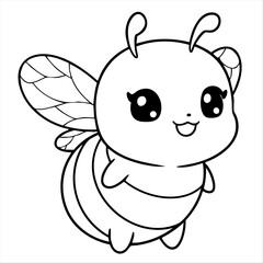 Fototapeta premium Simple outline of kawai bee flying
