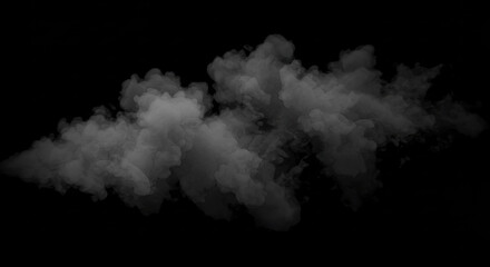 Abstract Grey Smoke Cloud Isolated on Black Background.
