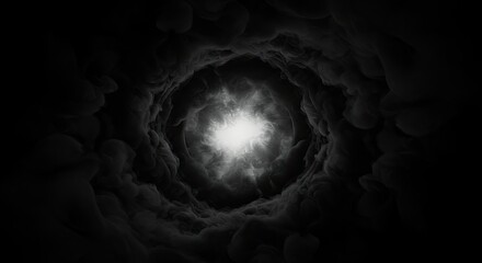 Abstract Ink Flowing in a Dark Tunnel.