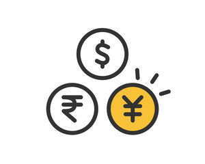 Obraz premium 円・ドル・ルピーの通貨アイコンベクター ( シンプル ) | ベクター素材 編集可能 SVG