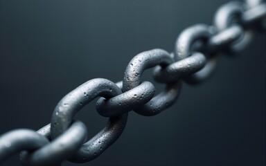 Diagonal chain, a blockchain concept, gray closeup. High quality