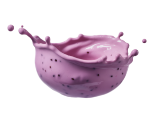 Blackberry yogurt splash isolated on white background for healthy fruity dairy dessert concepts
