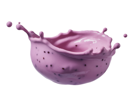 Blackberry yogurt splash isolated on white background for healthy fruity dairy dessert concepts

