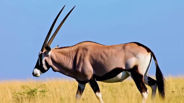 African oryx in a golden savanna