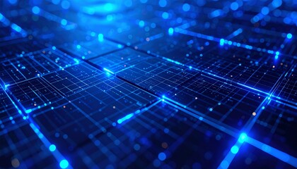 Abstract digital network background with glowing blue lines and dots, symbolizing data flow, connectivity, and futuristic technology for modern tech, AI, or cybersecurity themes.