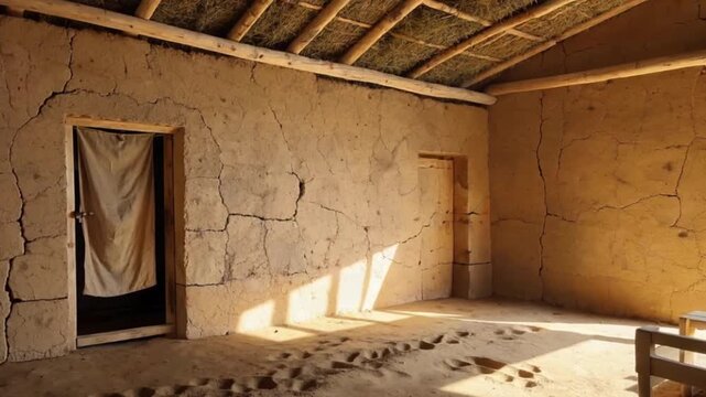 House made of natural colored mud bricks