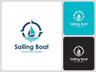 vector logo compass sailing ship holiday