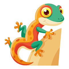 vector illustration of gecko, resting, cartoon