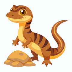 vector illustration of lizard, rock basking, cartoon