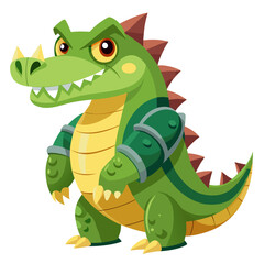 vector illustration of crocodile, profile view, cartoon