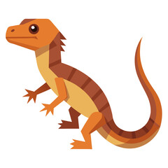 vector illustration of lizard, alert stance, flat design