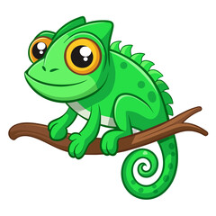 vector illustration of chameleon, eyes moving, cartoon