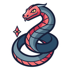 Obraz premium vector illustration of snake, head raised, flat design