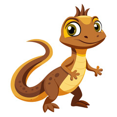 vector illustration of lizard, alert stance, cartoon