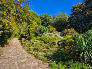 A beautiful rock garden in a war memorial garden in Nottingham, UK.