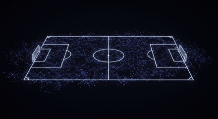 Futuristic Digital Soccer Field with Glowing Network and Data Connections