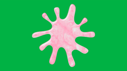 Marbled Pink Glossy Blob Shape Decoration on Green Background Illustration