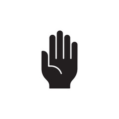 Obraz premium Black hand icon on white background representing a stop gesture or symbol