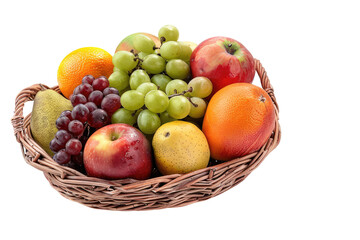 Assorted fruits in a woven basket
