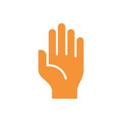 Obraz premium Orange hand icon on white background representing stop or high five