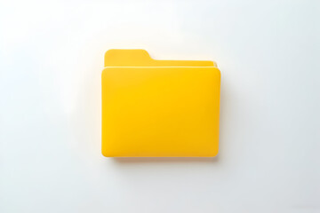 Yellow Folder Icon on White Background for File Management Concept
