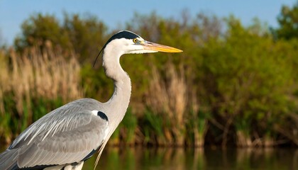 Naklejka premium Grey heron by water