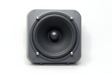 Fototapeta premium Isolated Gray Loudspeaker on White Background Close Up