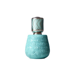 Elegant Teal and Silver Swirl Pattern Perfume Bottle