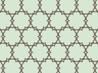 Contemporary pattern featuring brown lines and light green shapes, modern design.