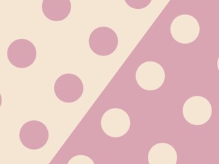 Polka dot pattern in light and dark pink with a diagonal split.