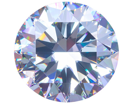  Realistic Round Brilliant Diamond PNG (Top View Sparkle)