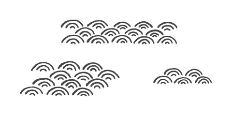 手描きの青海波パターン。日本の伝統模様。