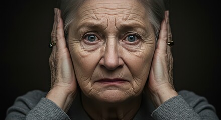 Silence of the Mind: A captivating portrait of an older woman conveying both a sense of vulnerability and defiance, showcasing raw emotion through her expressions.