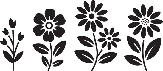 Flower Silhouette Bundle | Floral SVG PNG Clipart | Botanical Cut Files for Cricut & Silhouette